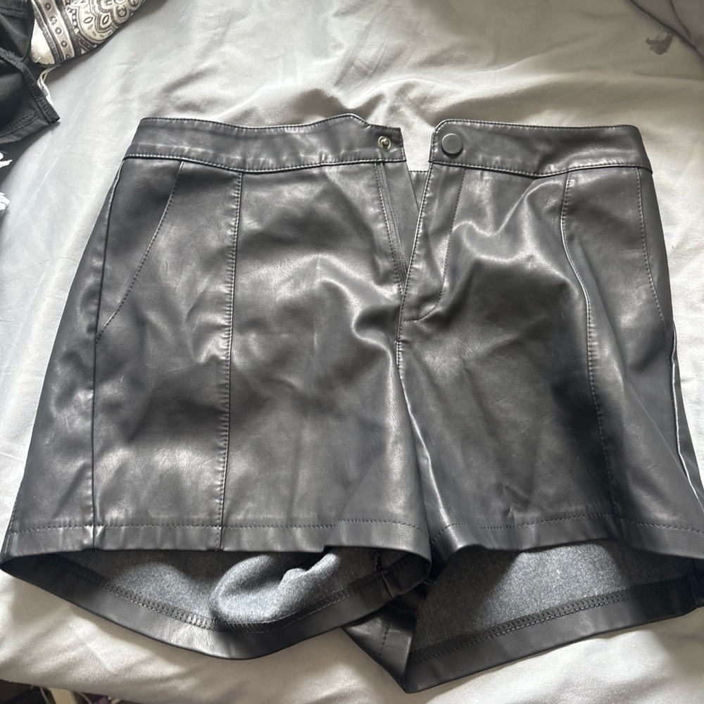 Windsor Black Faux Leather High-Waist Shorts